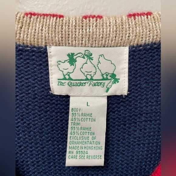 Vintage The Quaker Factory size L Red white and blue patriotic sweater - Picture 3 of 8